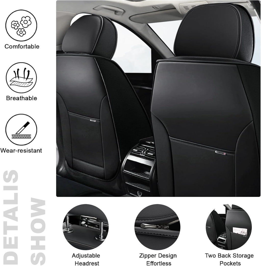 5 Seat Covers for Infiniti QX80 2000-2026 Breathable Car Seat Covers,Anti-Slip Waterproof Car Seat Protectors with Airbag,Automotive Vehicle Cushion with Storage Pockets (Standard,Brown)