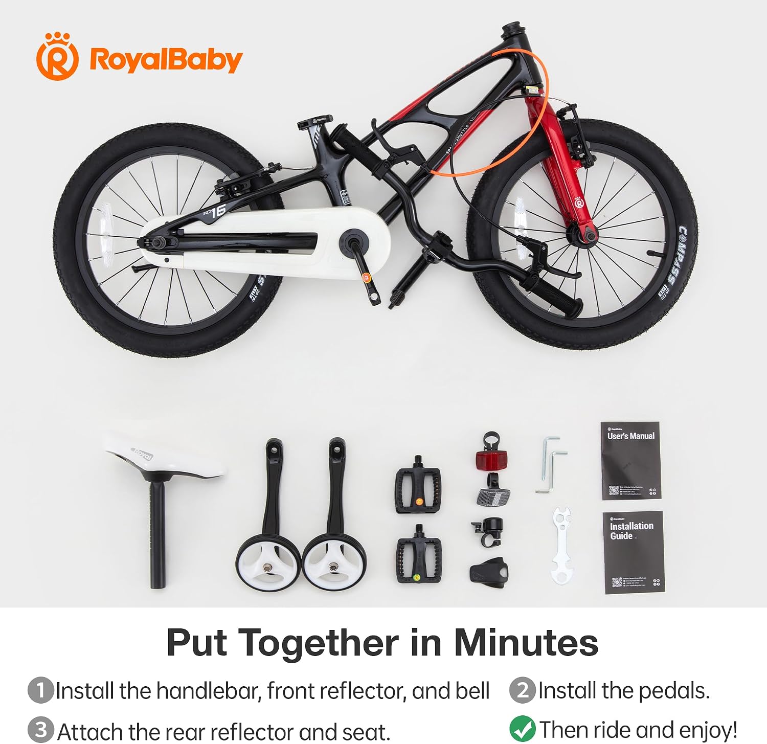 RoyalBaby Kids Bike Lightweight Magnesium Alloy, 14 16 18 Inch Children's Bicycle for Boys Girls Ages 3-9