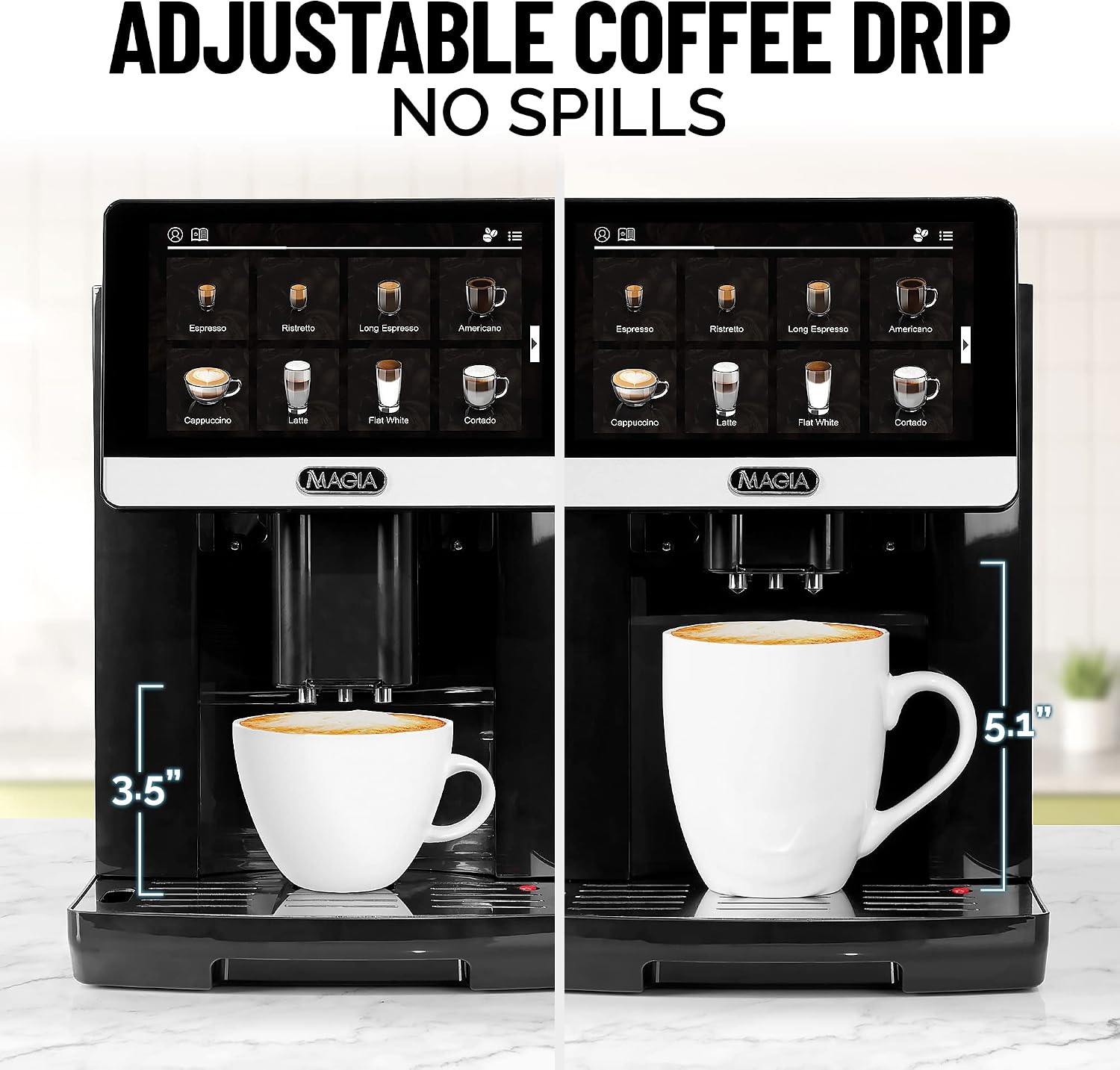Zulay Magia Fully Automatic Espresso Machine With Grinder - 19 Customizable Coffee Options - Auto-Cleaning For Easy Maintenance - Milk-Foam System For Latte, Cappuccino - New Silver (13.8x18x9.4)
