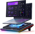 llano V12 Ultra Laptop Cooling Pad with Smart Software Control, RGB Gaming Laptop Fan Cooler Stand, 5.5' Turbo Fan, Adjustable Speed, 3-Port USB 3.0 Hub, 3 Height Stands, for 15.6'-19' Laptops, Black