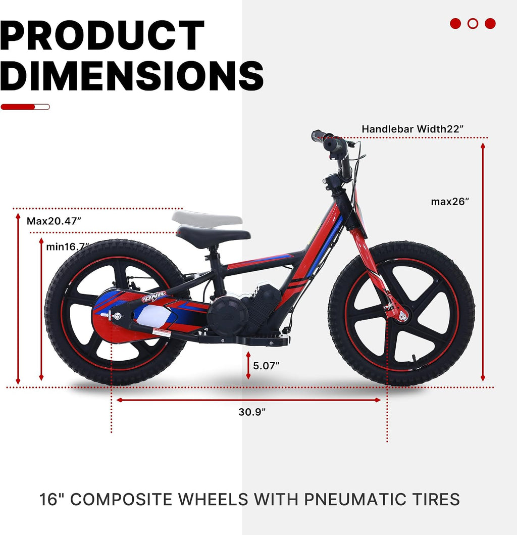 AIII Lightweight Electric Dirt Bike for Kids, 170/340W Electric Motorcycle Up to 10/12MPH, 24V Detachable Battery, Hand-Operated Dual Brakes Electric Balance Bike for Ages 3-6/5-12