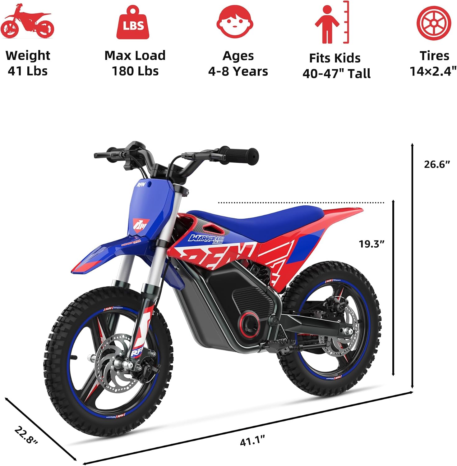 RFN SX-E350 36V Electric Bike, 500W Electric Motorcycle 18.6 mph Max Speed & 11.2 Mile Range, 3-Speed Electric-Dirt-Bike for Kids Ages 4-8