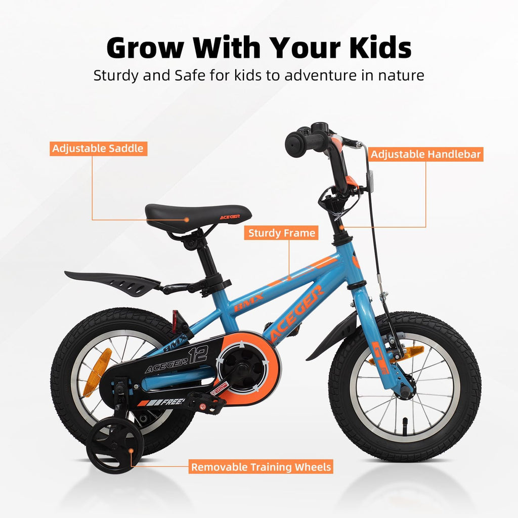 ACEGER Kids Bike for Ages 2-12 Years Old Boys Girls and Toddler, 12 14 16 18 Inch Children Bicycle with Training Wheels, 20 Inch Bike with Kickstand, Multiple Colors.