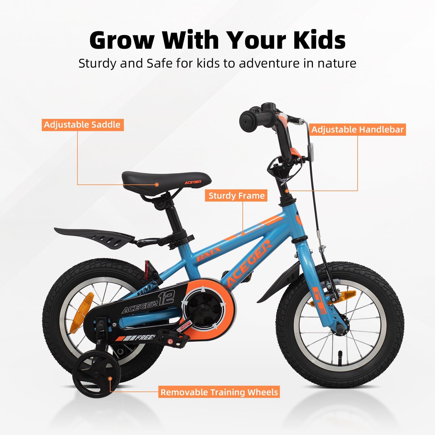 ACEGER Kids Bike for Ages 2-12 Years Old Boys Girls and Toddler, 12 14 16 18 Inch Children Bicycle with Training Wheels, 20 Inch Bike with Kickstand, Multiple Colors.