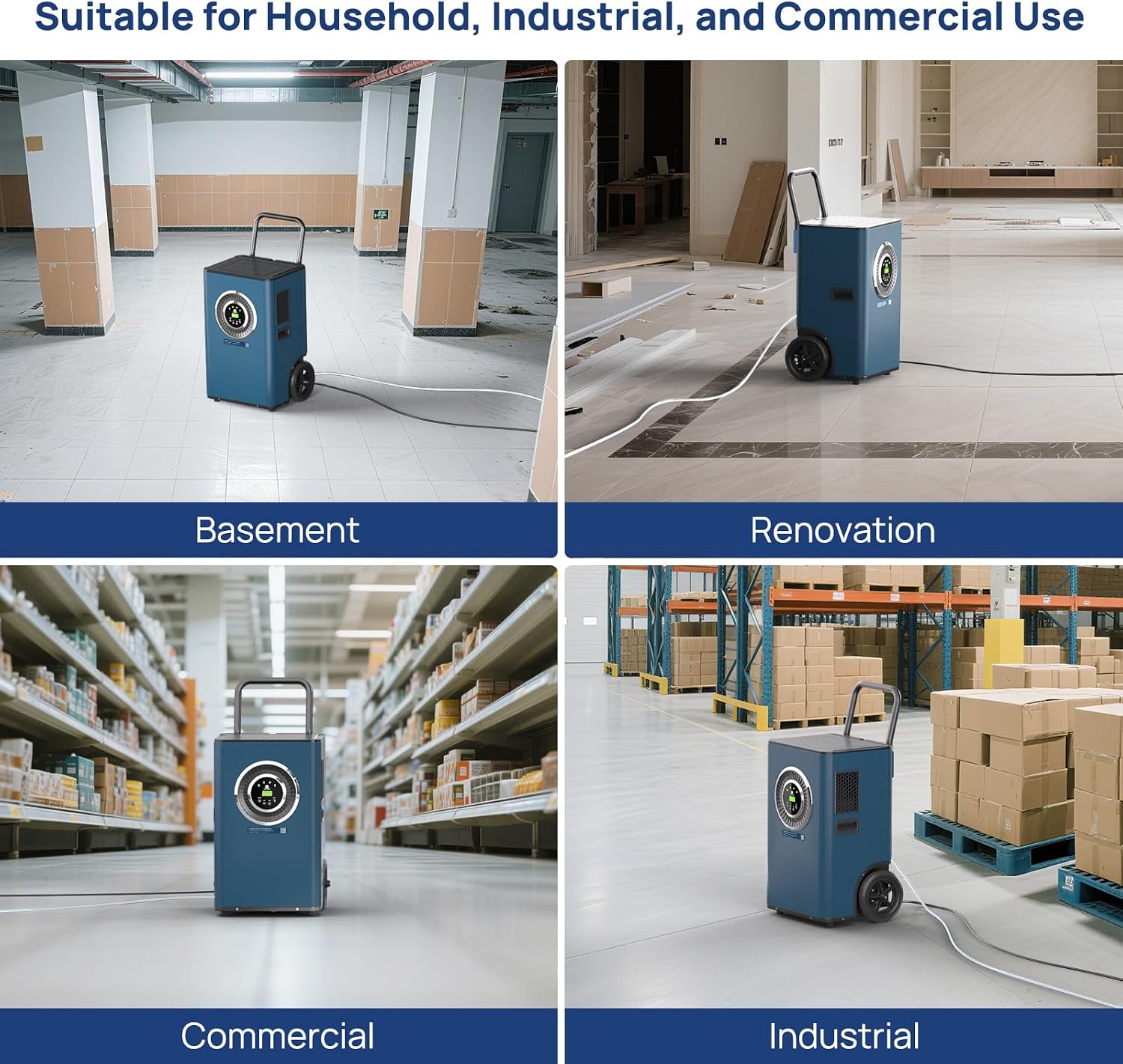 ARGENDON 110 Pints Commercial Dehumidifier with Drain Hose for Basement, Heavy Duty Dehumidifiers with Pump on Wheels for Industrial Uses, Water Damage Restoration, AUTO Defrost, 5-Years Warranty
