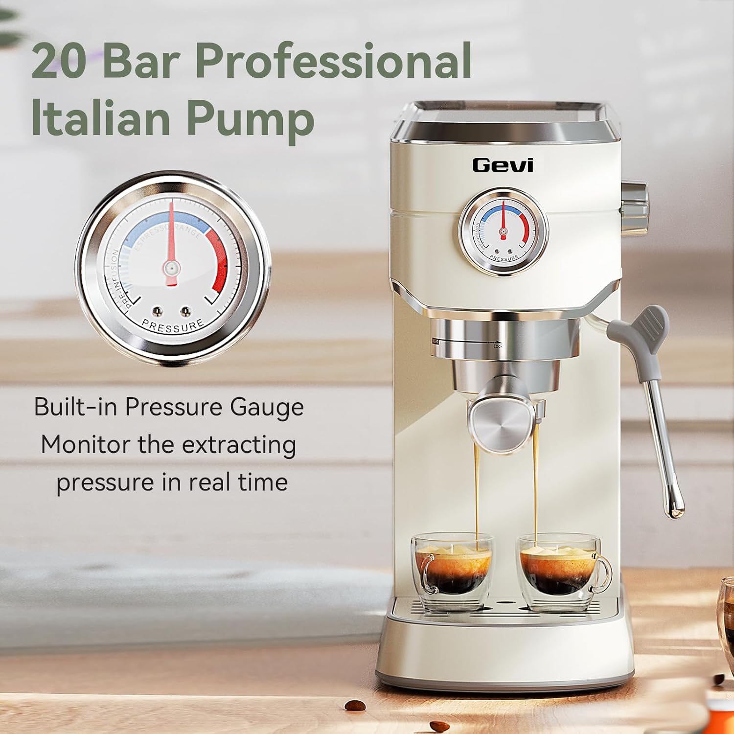 Gevi Commercial Espresso and Coffee Makers, Professional Espresso Maker Latte Machine with Milk Frother, Stainless Steel Expresso Coffee Machines for Home, Compact Cappuccino Machine, Great Gift