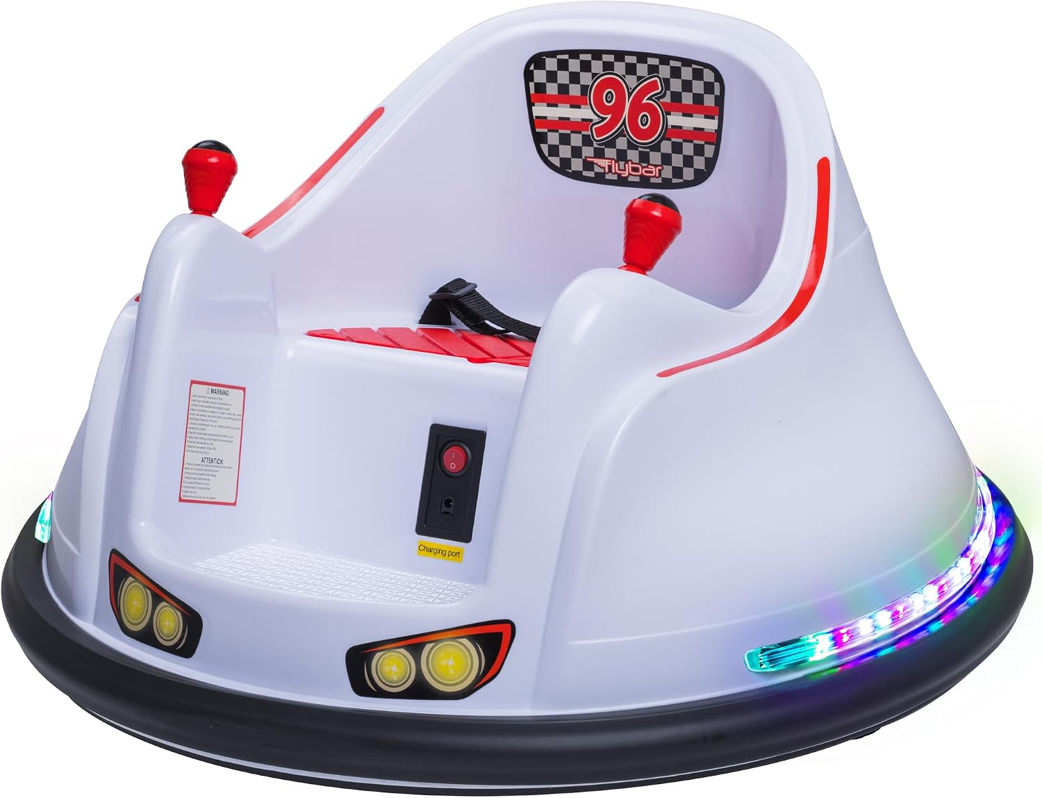 FunPark 6V Electric Bumper Car Ride-On for Toddlers, Ages 1.5–4 Years, LED Lights, 360° Spin, Supports up to 66 lbs (No Remote)