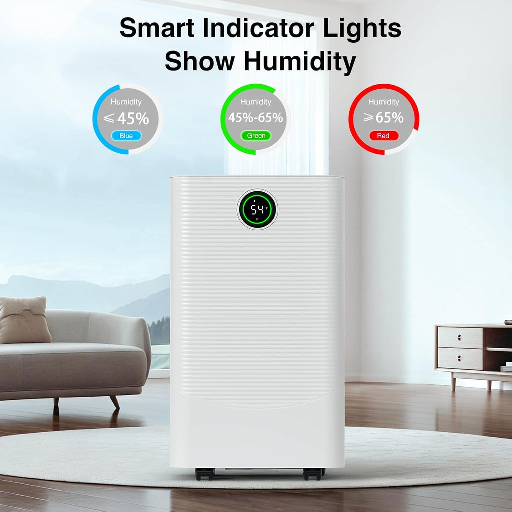 ZAFRO Dehumidifier for Home & Basement with Drain Hose, Energy Efficient 24 Pints Dehumidifier, Auto or Manual Drainage, Auto Defrost, 3 Modes, 24 Hours Timer