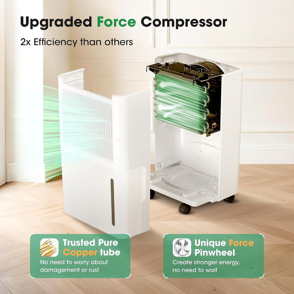2,500 Sq.Ft Dehumidifier for Basement with Drain Hose, 30 Pint Dehumidifiers for Home with 3 Modes, Smart Humidity Control & Display, 24HR Timer, Auto Defrost for Large Room, Bathroom,Bedroom