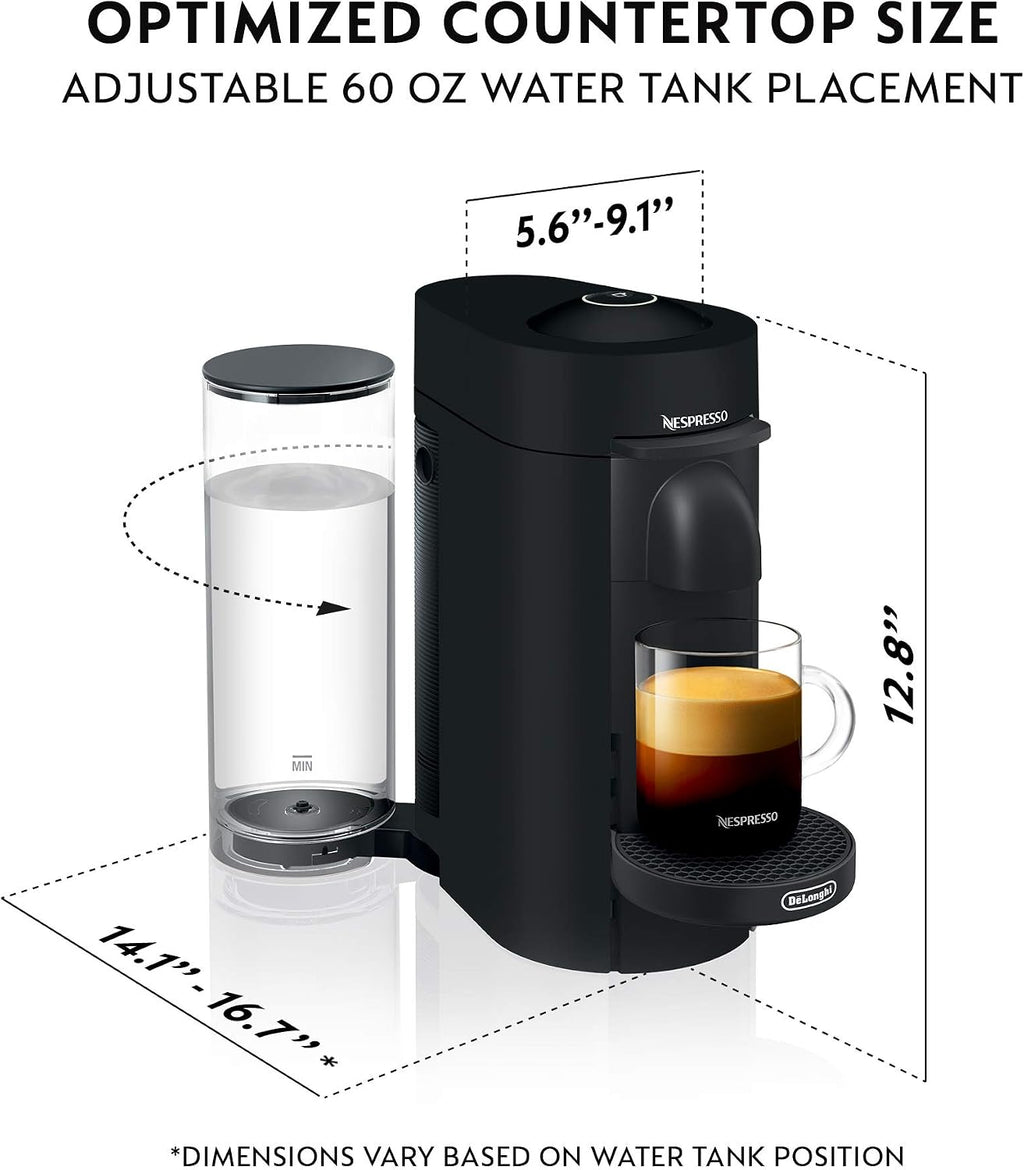 Nespresso Vertuo Plus Deluxe Coffee and Espresso Maker by De'Longhi, Matte Black, 3.8 Pounds