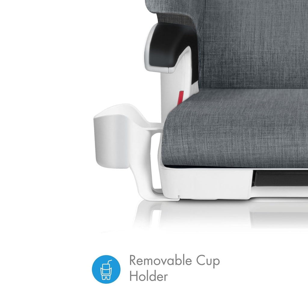 Clek Oobr High Back Booster Seat with Adjustable Headrest, Reclining Design, Latch System, and Retardant-Free Fabric (Latte Ziip)