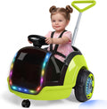 ANPABO 3-in-1 Electric Push Ride On Car, 12V Kids Ride On Toy w/Remote Control, 360° Spin, 5-Point Safety Belt, Colorful LED Light, Music Player, Push Car for Toddler Ages 1-3 (Green)