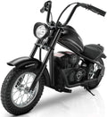 ELEMARA Electric Dirt Bike, 15 mph & 150lb Max, 24V Ride on Toy for Big Kids w/LED Lights & Power Display,Chain-Driven Motor,Twist-Grip Throttle, Shock Springs,Handbrake,12' Air-Filled Tires-Black