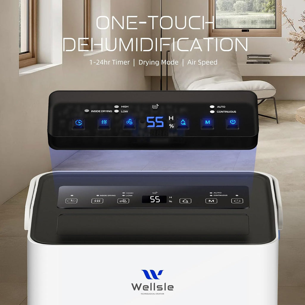 80 Pints 2025 Energy Star Dehumidifier for basement, Smart Humidity Adjustment with 1.32 Gal Water Tank and Drain Hose, Silent & Efficient for Home Bedroom Garage Large Room.