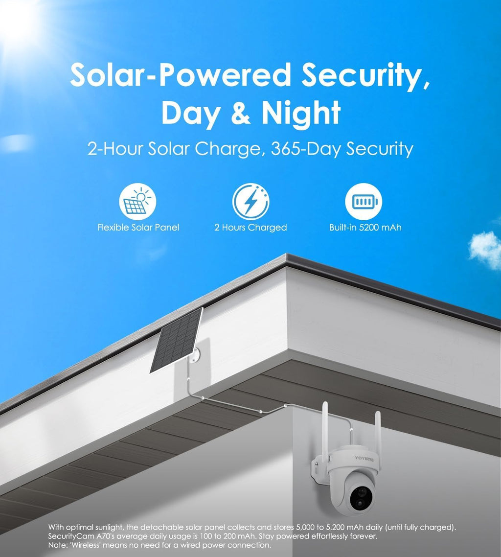 Security Cameras Wireless Outdoor, No Subscription, 4K Solar-Powered Home Security Cameras System with 360° Pan & Tilt, Color Night Vision, Auto Tracking, Easy Setup, 5G & 2.4G WiFi, 2 Cam-Kit