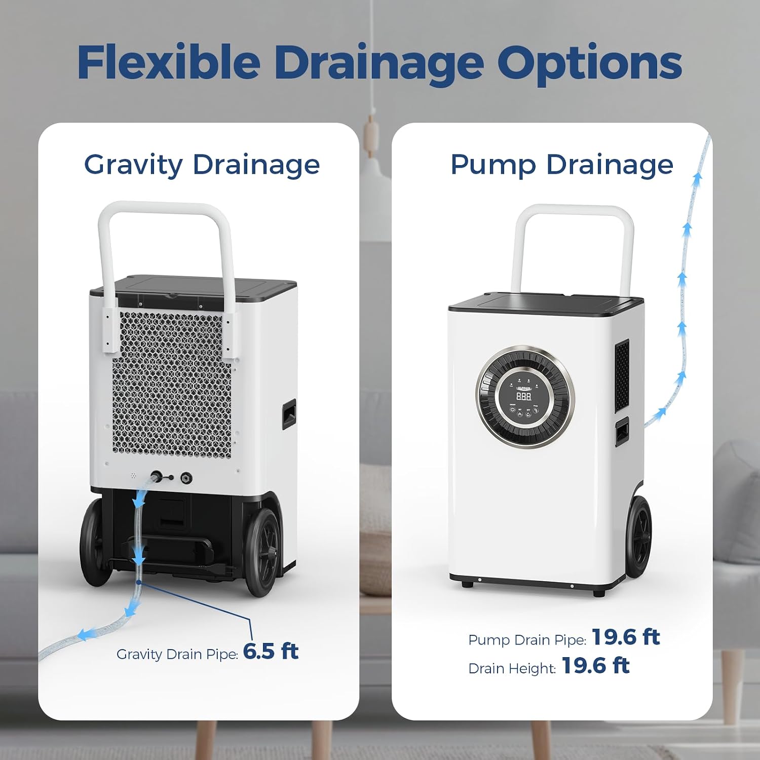 ALORAIR 110 PPD Commercial Dehumidifier with Pump & Drain Hose, LGR Tech Dehumidifiers for Large Room, Basement, Warehouse, Industrial Space, 5 Years Limited Warranty, Sentinel Elite50X