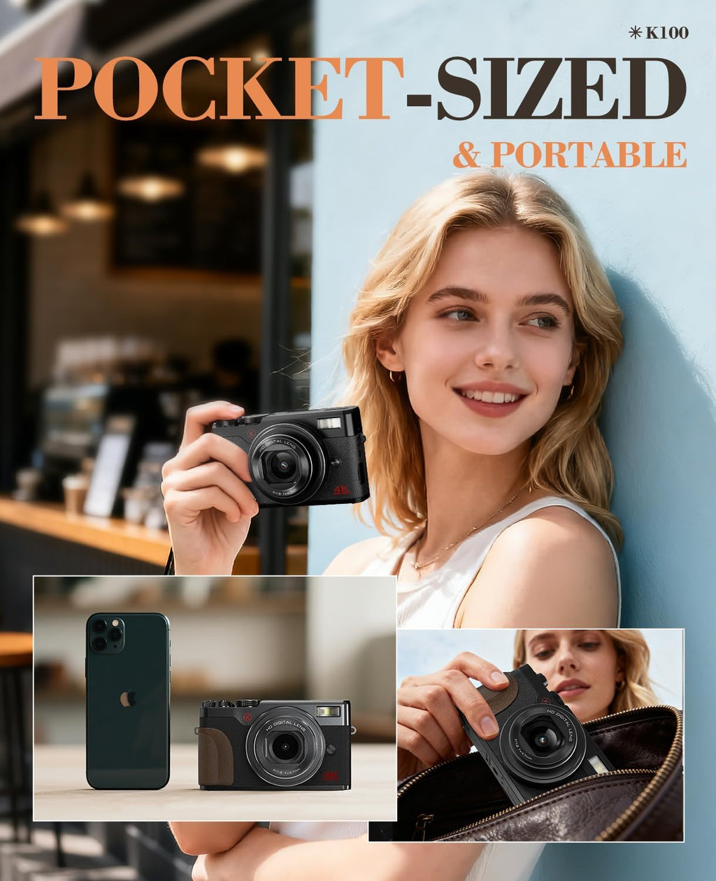 TURE 48MP 4K Digital Camera for Photography & YouTube Vlogging - 18X Zoom UHD Autofocus Video Camera with 3' 180° Flip Screen, 32GB TF Card & 2 Batteries - Compact Travel