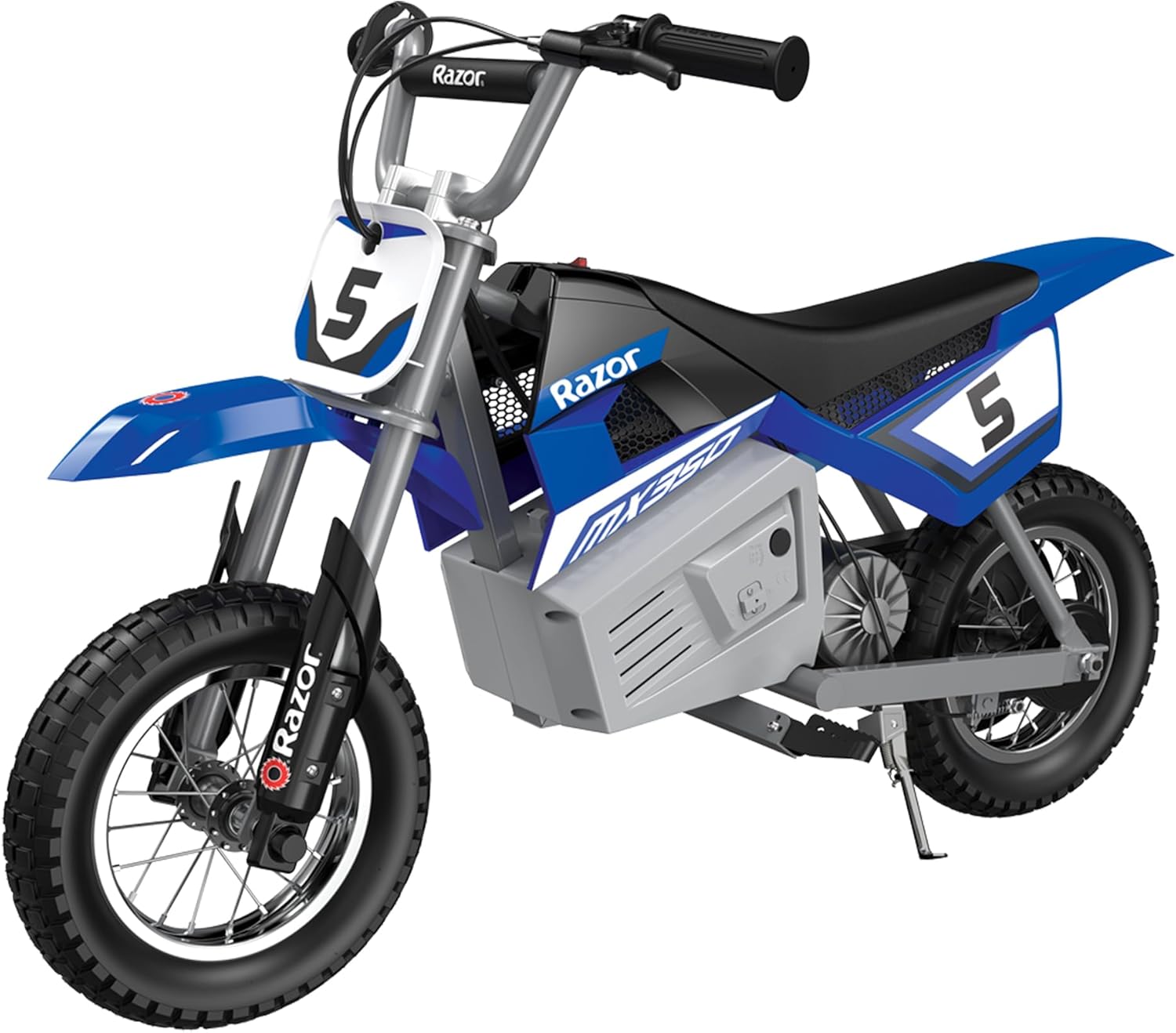 Razor MX350 Dirt Rocket Electric Bike for Kids Ages 8+, 140 lb Max Weight, Blue – 24V Battery, Up to 14 Mph, 30-Min Ride Time on High Speed, Twist-Grip Throttle, Spoked Wheels w/ 12' Pneumatic Tires
