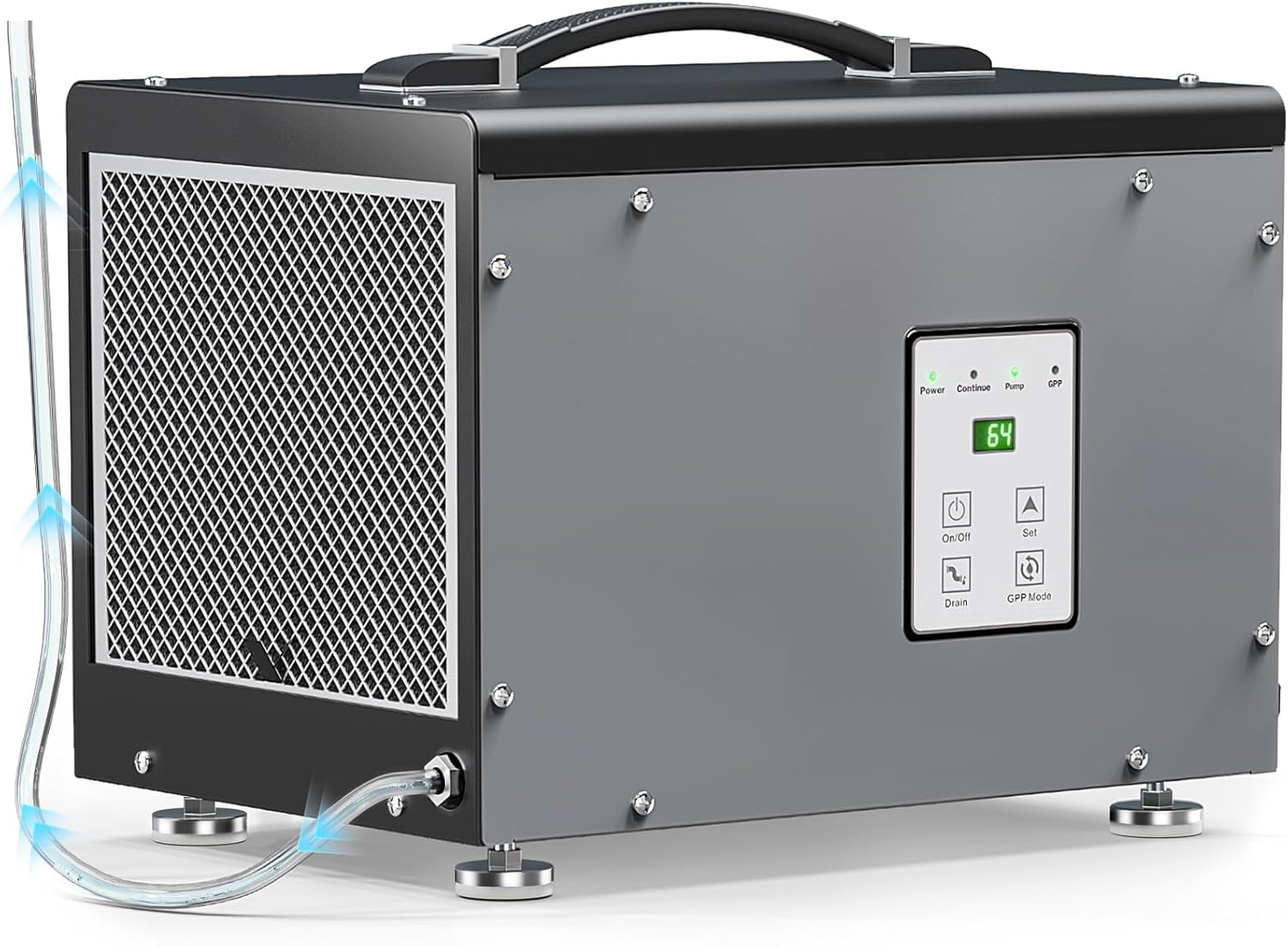 BaseAire Crawlspace Dehumidifier with Pump, Compact Dehumidifiers for Commercial, Basement and Water Damage with Drain Hose, 70 PPD, Auto Defrost, GLGR Technology, Up to 1000 Sq Ft