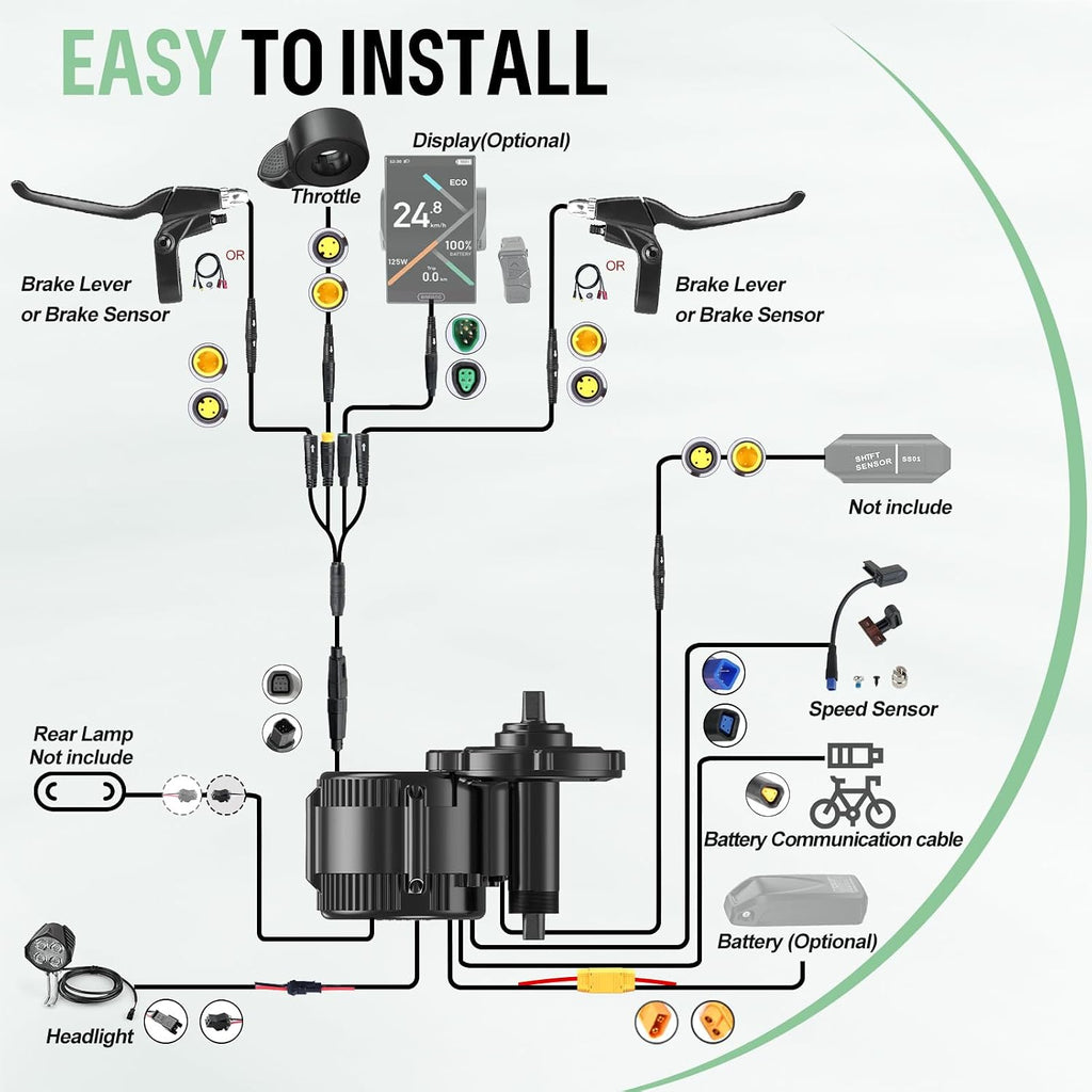 BAFANG Mid Drive Kit 750W 1000W 500W BBS02B BBS-HD Electric Bike Conversion Kit 48V 52V Ebike Conversion Kit for 68-73MM Mountain Bike Road Bike with Battery and Display(Optional)