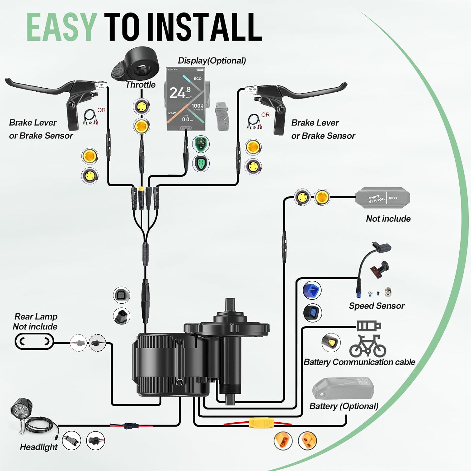 BAFANG Mid Drive Kit 750W 1000W 500W BBS02B BBS-HD Electric Bike Conversion Kit 48V 52V Ebike Conversion Kit for 68-73MM Mountain Bike Road Bike with Battery and Display(Optional)