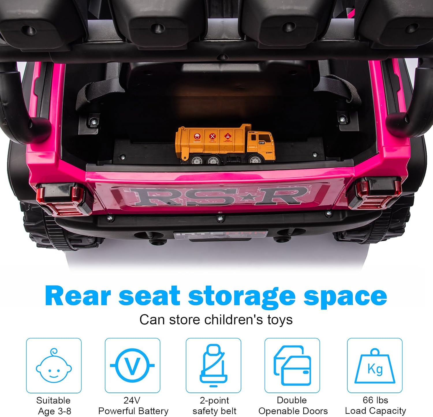 RunFast 24v Ride on Car with Remote Control,Electric Ride on Toys Car for Kids 3-8,3.7mph Max Speed,Battery Powered,Large Seat with Safety Belt,Aux Port,Gift for Boy & Girl (Pink, 24V)