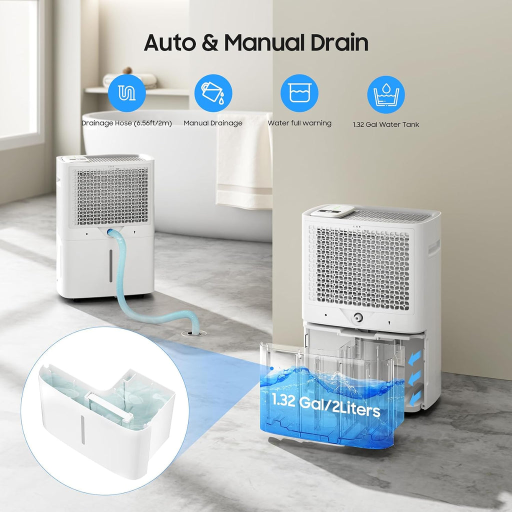 6500 Sq.Ft Dehumidifier for Basement Home, ANDTE 120 Pints Large Room Dehumidifiers Efficient with Drain Hose & 1.32 Gal Tank, Smart Humidity Control, Touch Control Panel, Auto Defrost