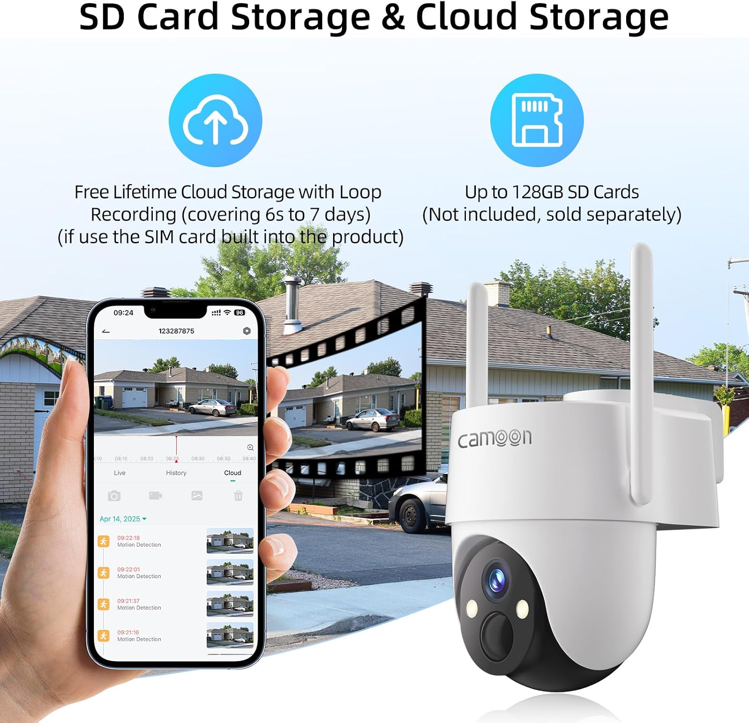 4G LTE Cellular Solar Security Camera, No WiFi Security Camera, 360° View, 2K Night Vision, PIR Detection, 2 Way Audio, Motion Alerts, Built in SIM Card, Support Verizon/AT&T/T-Mobile (4-Cam Pack)