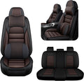 5 Car Seat Covers for Infiniti QX80 2000-2026 Breathable Leather,Waterproof Cars Seat Protectors with Comfort Headrest Pillows,Automotive Vehicle Cushion with Storage Pockets (Luxury,Brown)