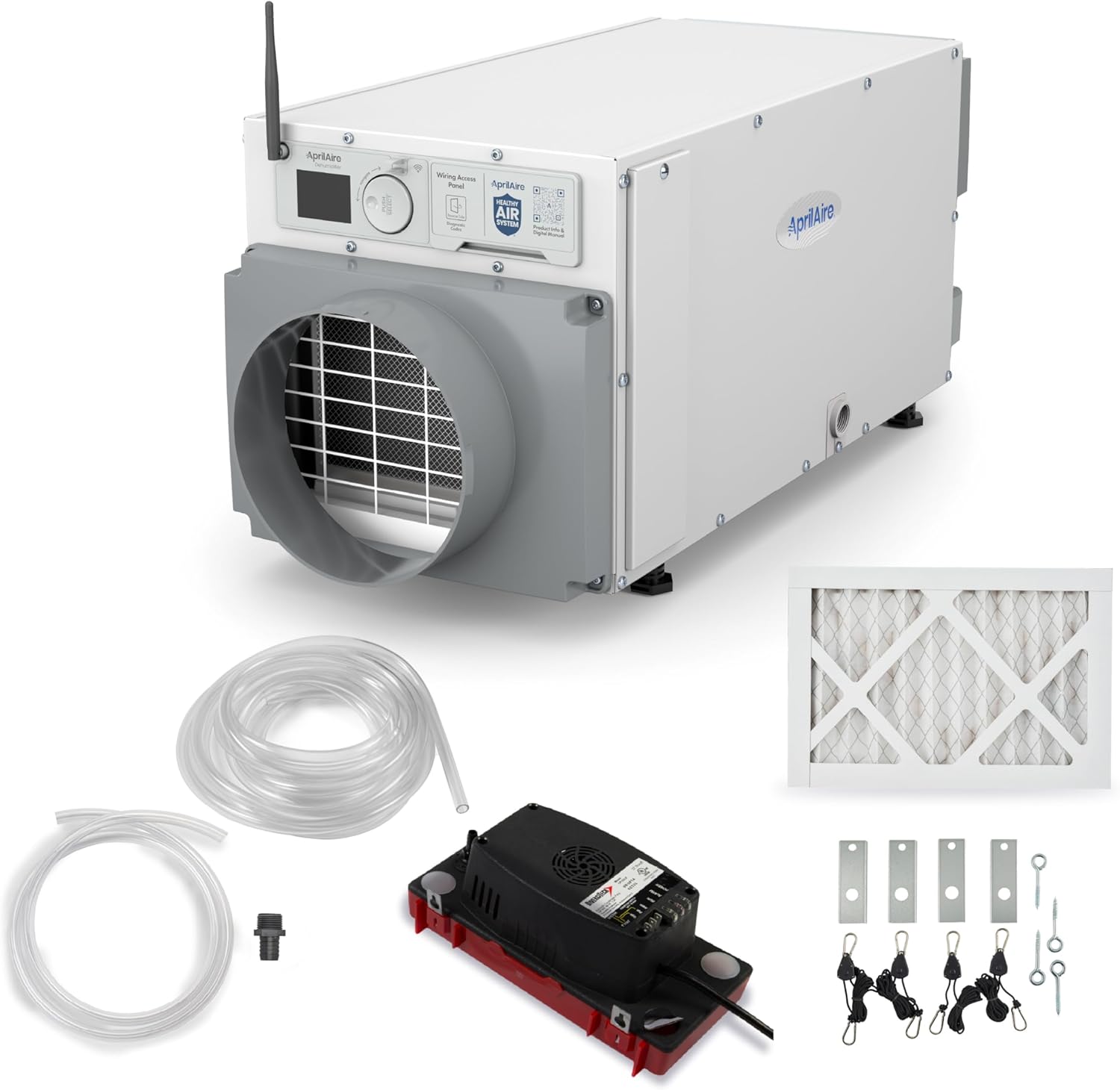 AprilAire E070W Smart Wi-Fi Crawl Space Dehumidifier, 70-Pint Commercial Whole-House Dehumidifier for Basement, Crawlspace & Home up to 2,200 Sq. Ft. with Pump, Drain Hose, Hanging Kit, MERV 11 Filter