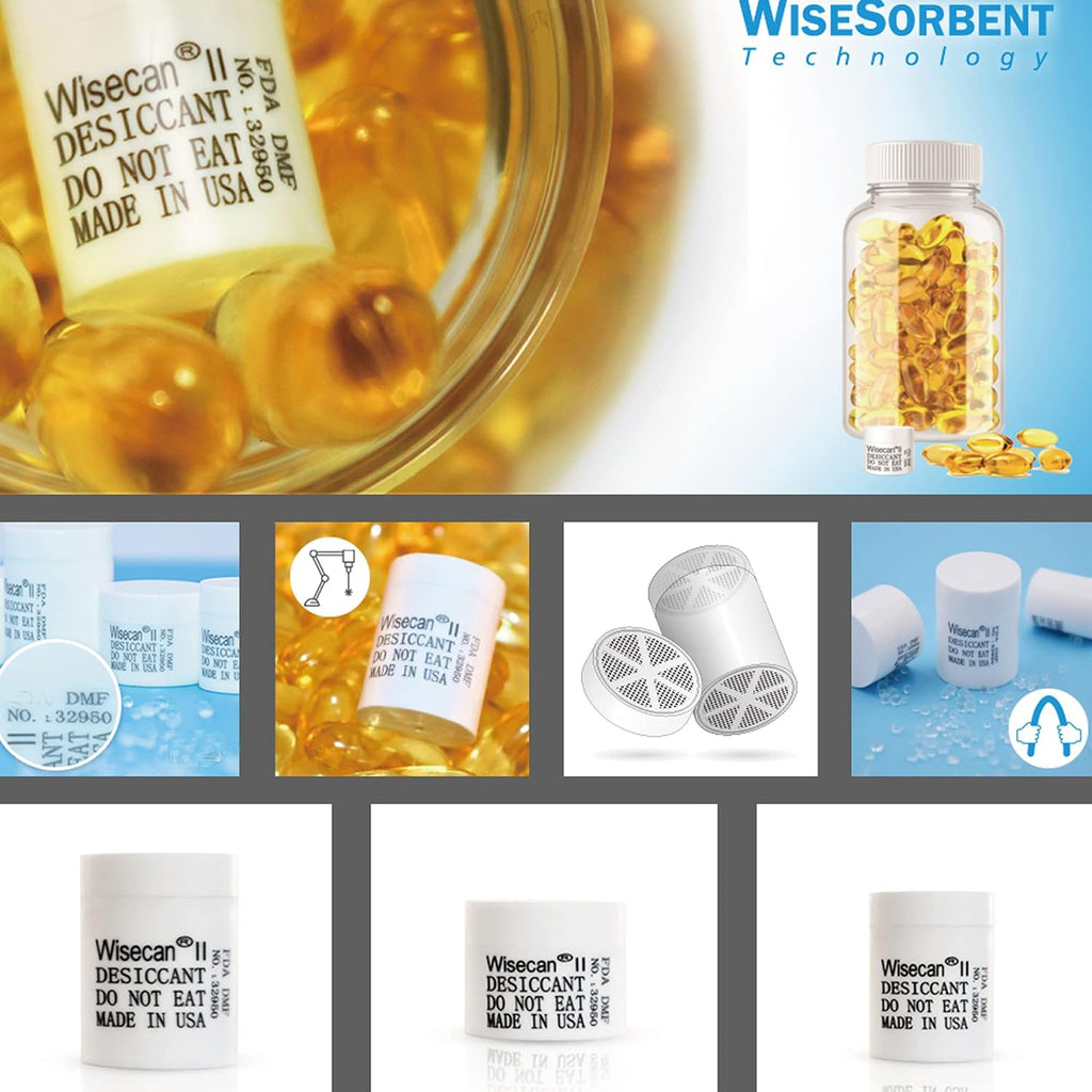 Wisesorb 1 Gram 4000 Pack Silica Gel Canister, Desiccant Canister, Silica Gel Capsules, Desiccant Capsules, Moisture Absorbers for Food Storage, Food Safe Dehumidifiers Wisecan
