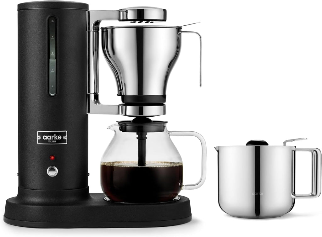 aarke Premium Coffee Maker and Thermal Jug Bundle - Luxury SCA-Certified Brewer with Blooming Mode and Vacuum Insulated, Designed and Engineered in Sweden, Matte Black