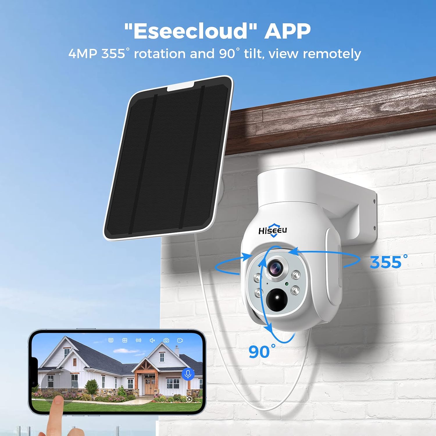Hiseeu [1TB HDD,4MP Spotlight] Solar Home Security Camera System,PTZ Dome + Bullet Solar Security Cameras Wireless Outdoor,10CH 10 Inch LCD 4K NVR,Smart Human Detection,2-Way Audio,Motion Record