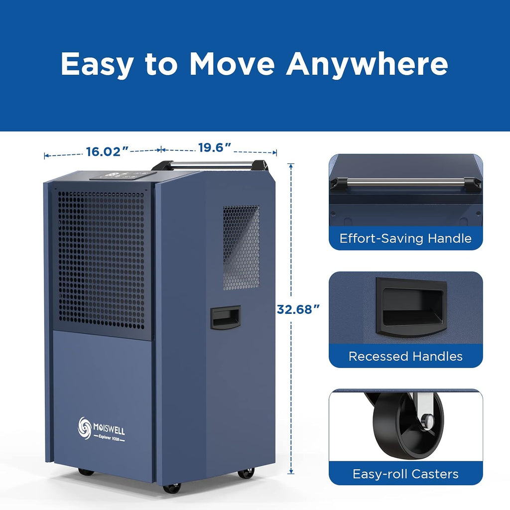305 Pint Commercial Dehumidifier for Industrial Sites, Commercial-Grade Dehumidifiers with Drain Hose for Large Spaces Basements, Warehouse, Flood Water Damage Restoration