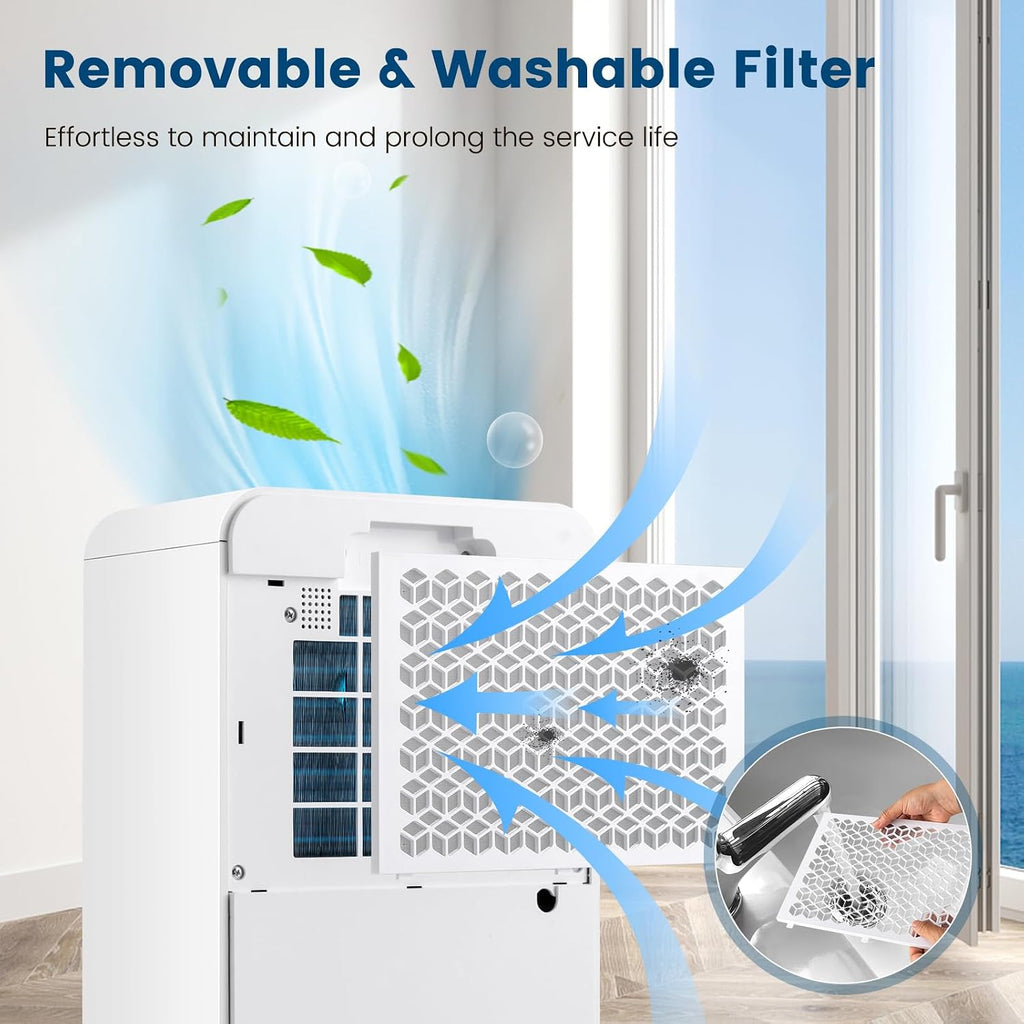 COSTWAY 2500 Sq. Ft Dehumidifier for Basement, 32 Pints Portable Quiet Dehumidifier for Bedroom Bathroom with Sleep Mode, 24H Timer, Auto Shut Off, Auto Defrost & Drain Hose (Yellow)