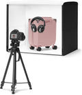 Amazon Basics Portable Foldable Photo Studio Box with LED Lights for Product Photography, 25 x 30 x 25 Inches, White Backdrop, Black