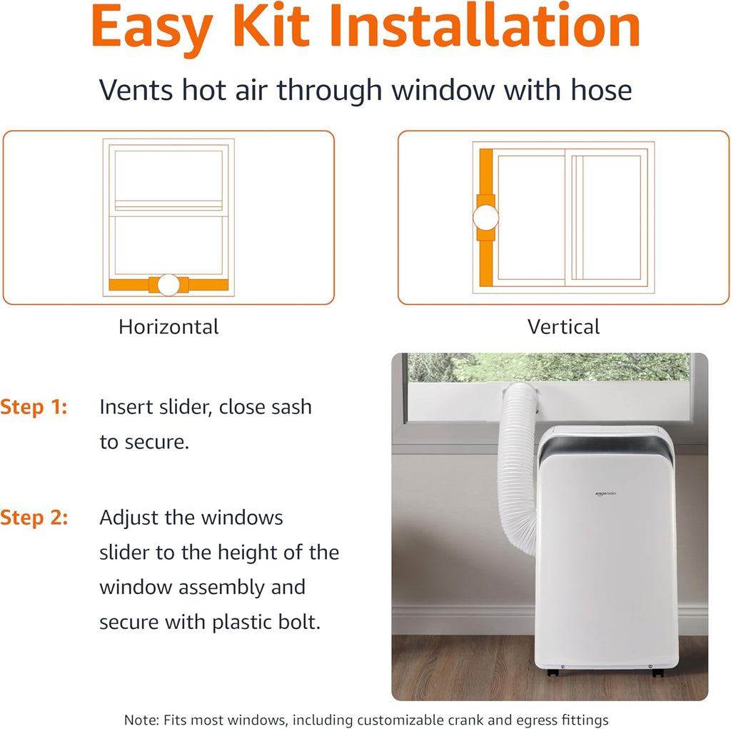 Amazon Basics 3-In-1 Portable Air Conditioner with Remote, Timer, Sleep Mode, Auto Swing, Dehumidifier, 10000 BTU (ASHRAE)/6000 BTU (SACC), Cools Bedroom Up to 450 Sqf, White