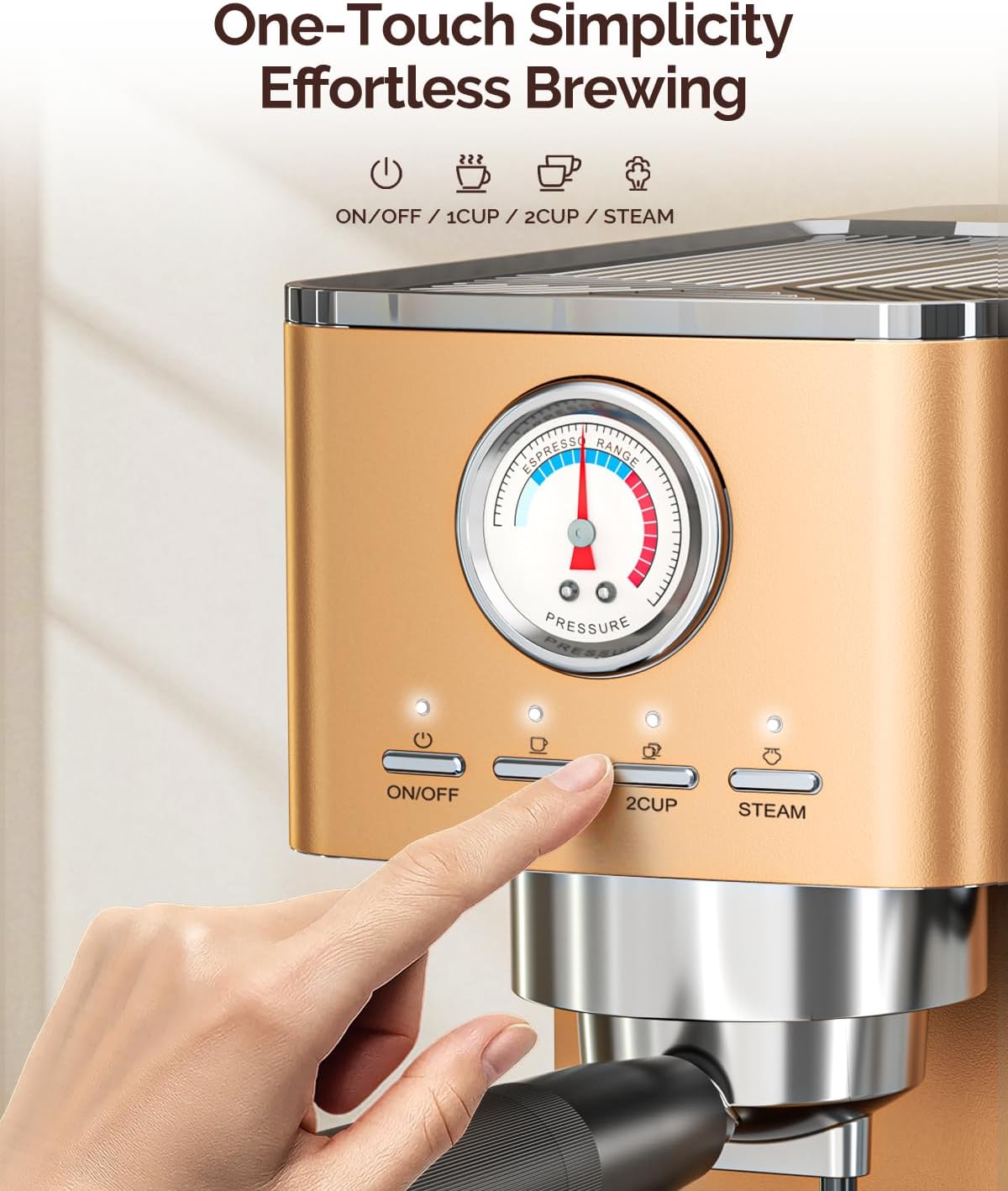 Maestri House Espresso Machines 20 Bar ULKA Pump, Compact Espresso Maker Built-in Flow Meter Steam Milk Frother, 43oz Removable Water Tank Stainless Steel Coffee Machine for Cappuccino (Rose Golden)