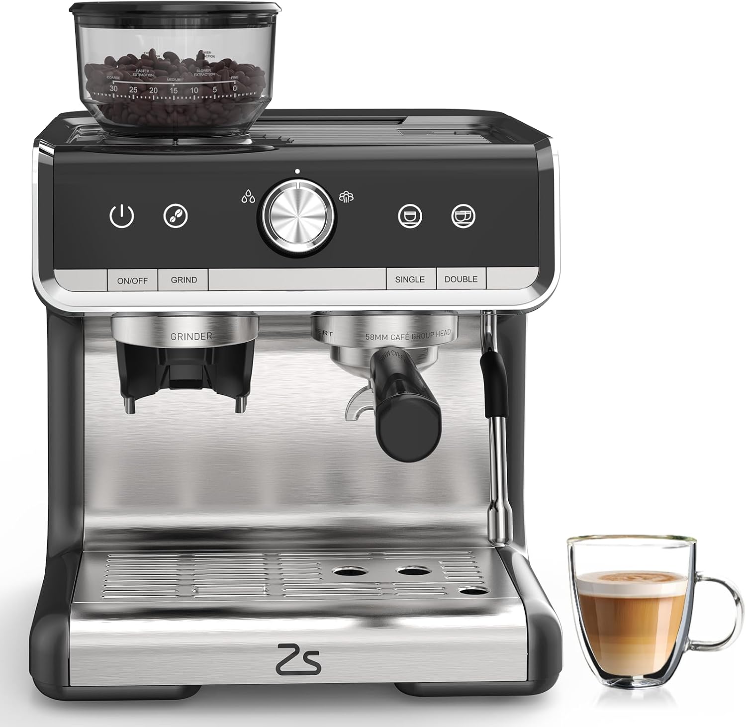 Garvee Espresso Machine With Grinder, 20 Bar Professional Coffee Maker With Milk Frother Steam Wand for Cappuccino, Latte, Macchiato, 95 oz Removable Water Tank, Smart PID Temperature Control