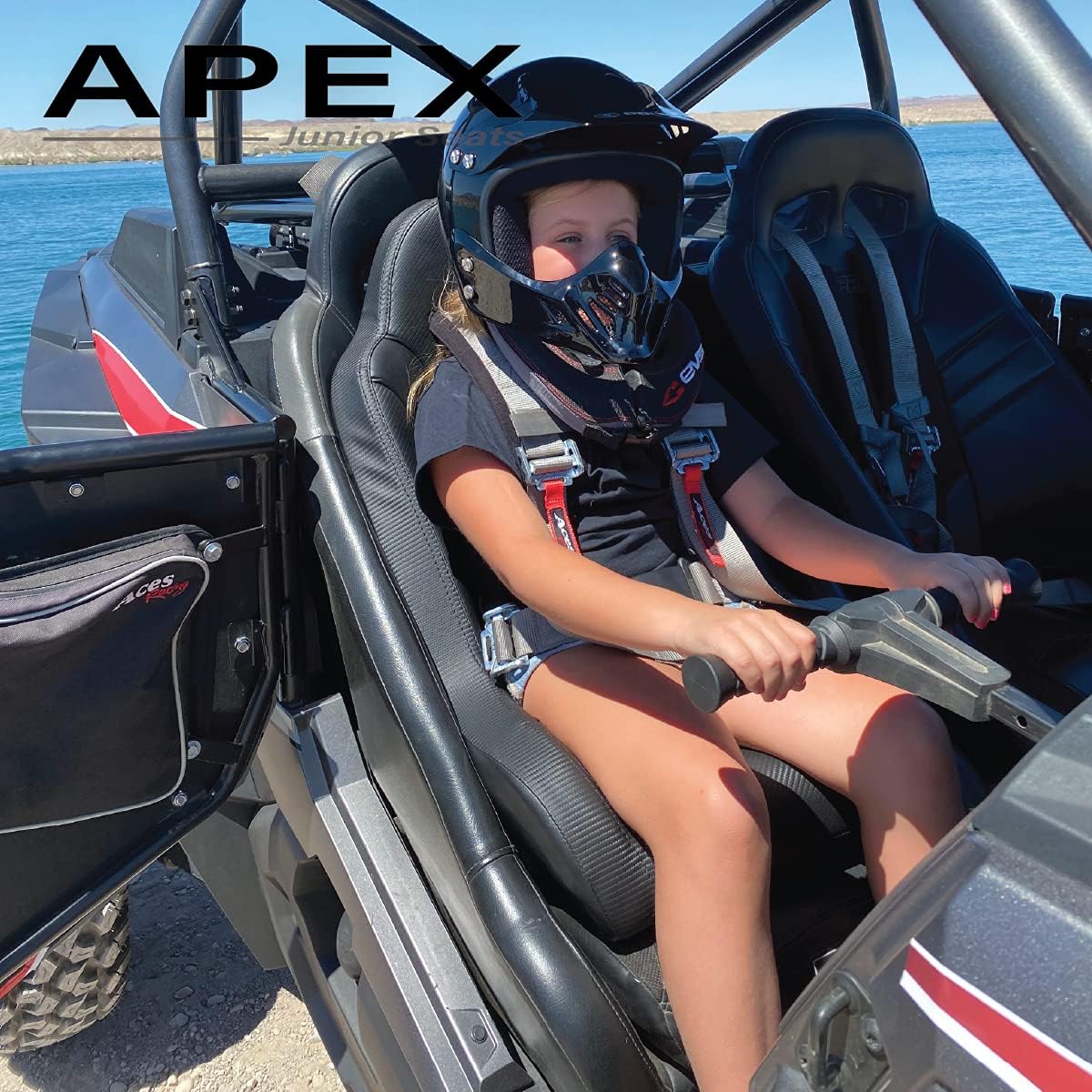 UTV Junior Seat (Fits Stock and Aftermarket Seats) (Red Seat-Black 5 Point Harness)