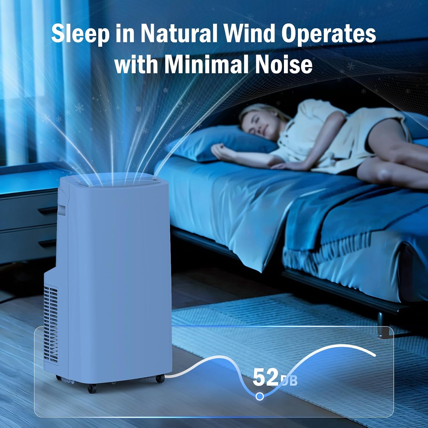 14,000 BTU Portable Air Conditioner & Heater Combo, 4-in-1 AC Unit Cools/Heats/Dehumidifies/Fan, Wi-Fi Smart for Room Up to 700 Sq.Ft, Remote Control, 360° Wheels for Bedroom Large Room