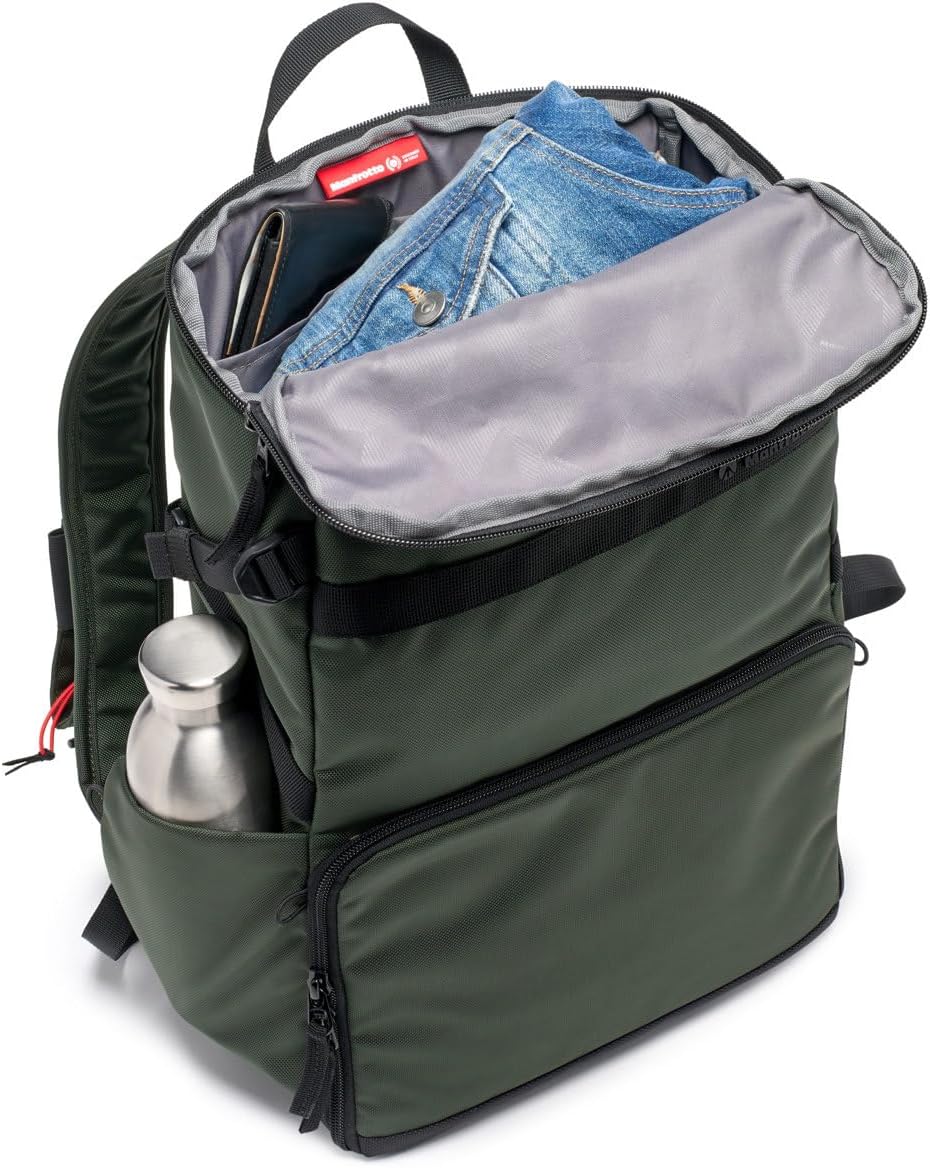 Manfrotto Street Slim Photography Backpack for Mirrorless and Reflex Camera, Front and Rear Access, Removable Camera and Laptop Inserts, Compact Backpack for Photography Accessories, Colour Green