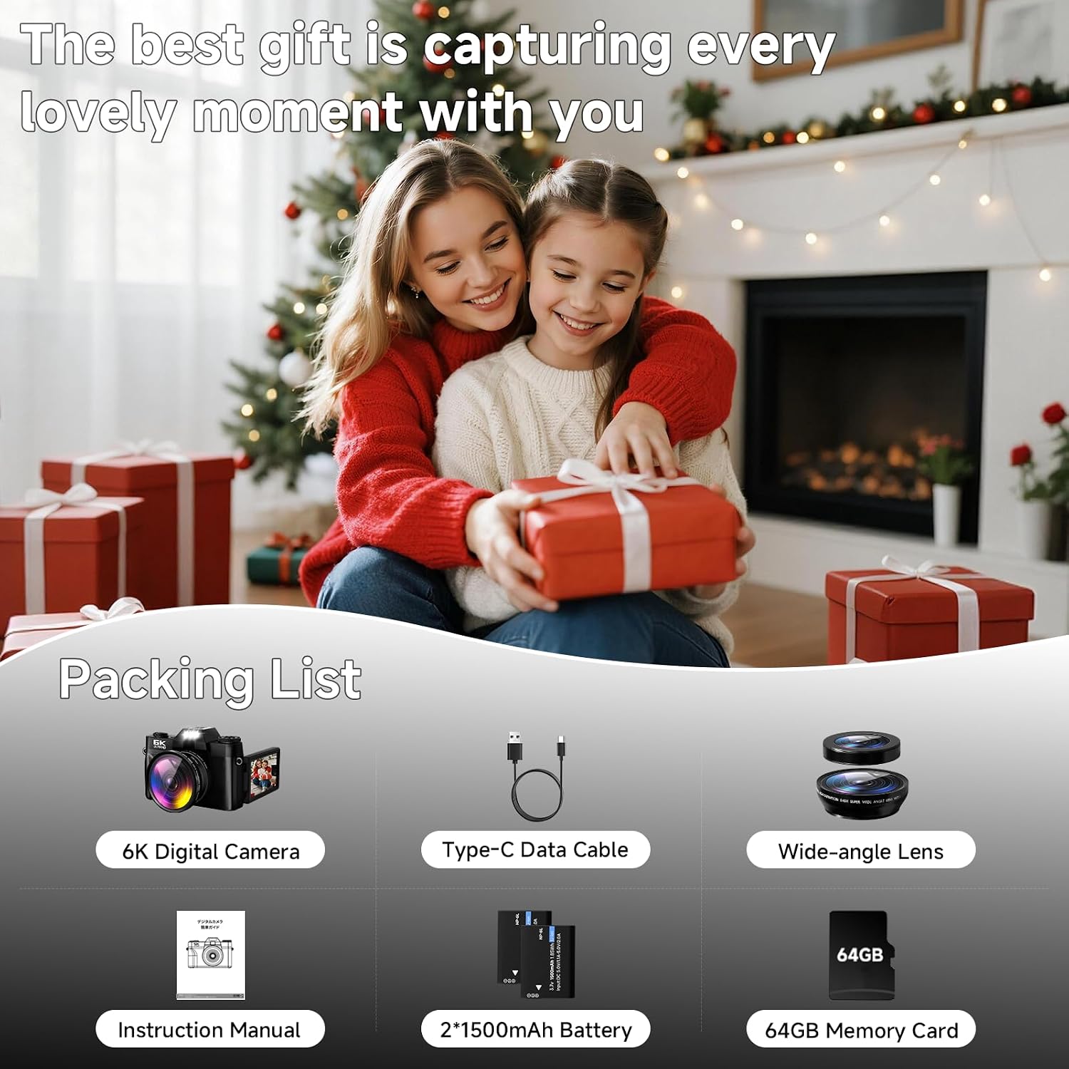 6K Digital Camera for Photography Autofocus, 2026 Upgraded 64MP WiFi Vlogging Camera for YouTube with 3' 180° Flip Screen 16X Zoom, 64GB SD Card & 2 Batteries Compact Travel Camera for Beginners Teens