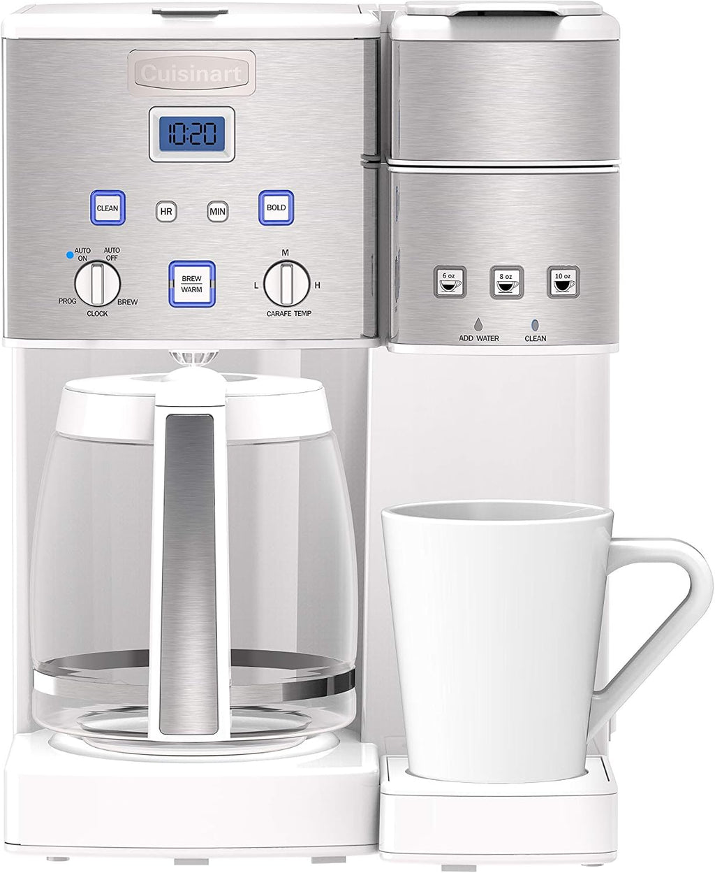 Cuisinart SS-15W Maker Coffee Center 12-Cup Coffeemaker and Single-Serve Brewer, White Stainless Steel