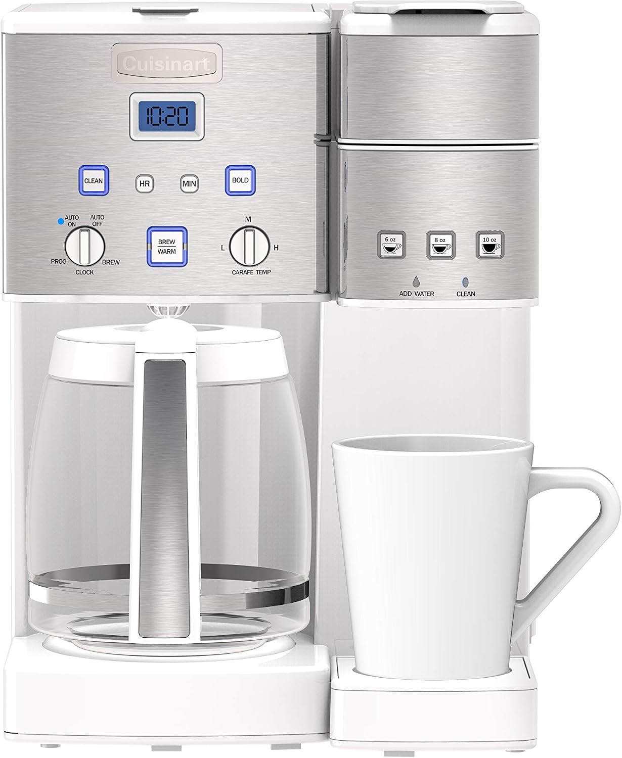 Cuisinart SS-15W Maker Coffee Center 12-Cup Coffeemaker and Single-Serve Brewer, White Stainless Steel