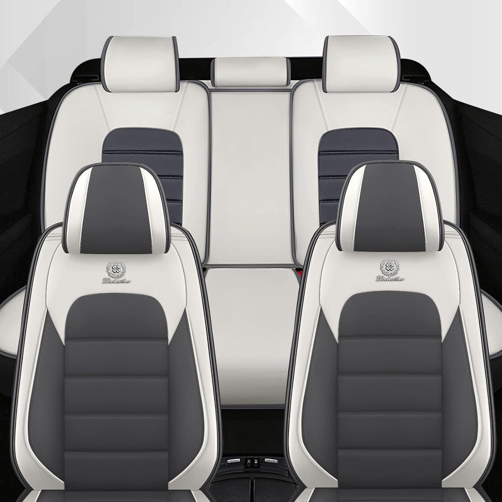 Car Seat Cover Fit for Jeep Wrangler 2000-2025,Compatible Airbag Non-Slip Waterproof Seat Cover,Car Seat Protector Premium Interior (Standard 5 Seats,Gray White)