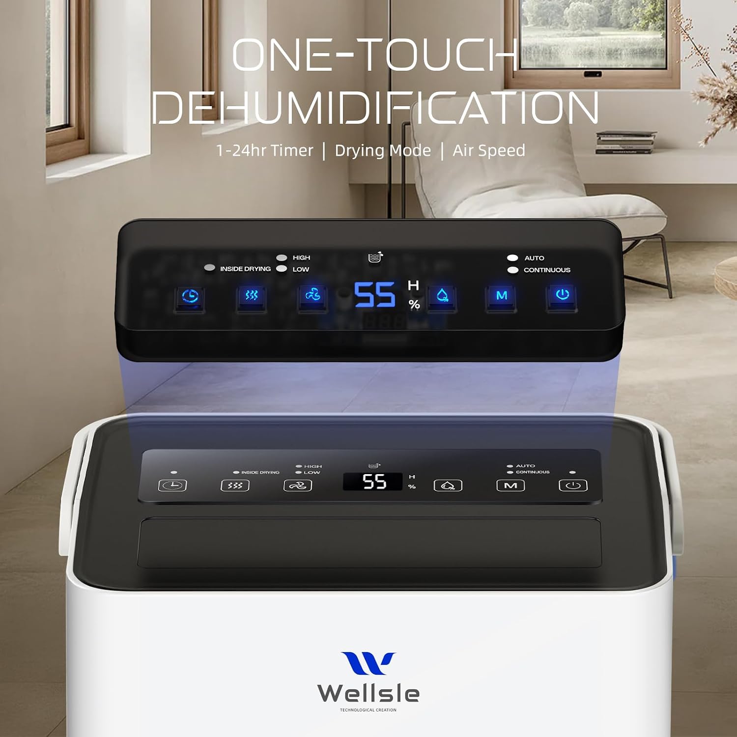 Energy Star Certified Dehumidifier for Home and Basement, Portable Dehumidifier with Drain Hose and Water Tank, Quiet Dehumidifiers for Bedroom, Living Room, Garage. (80 Pints)