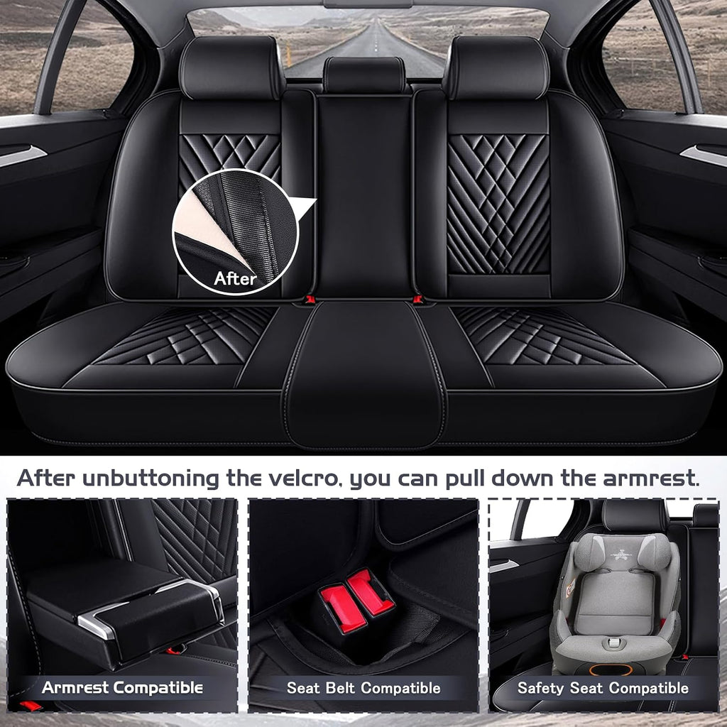 Car Seat Covers for Kia Sportage 2002-2026, Waterproof Nappa Leather Full Set Seat Cover, Anti-Slip and Comfortable Automotive Seat Protector&Accessories(Black)