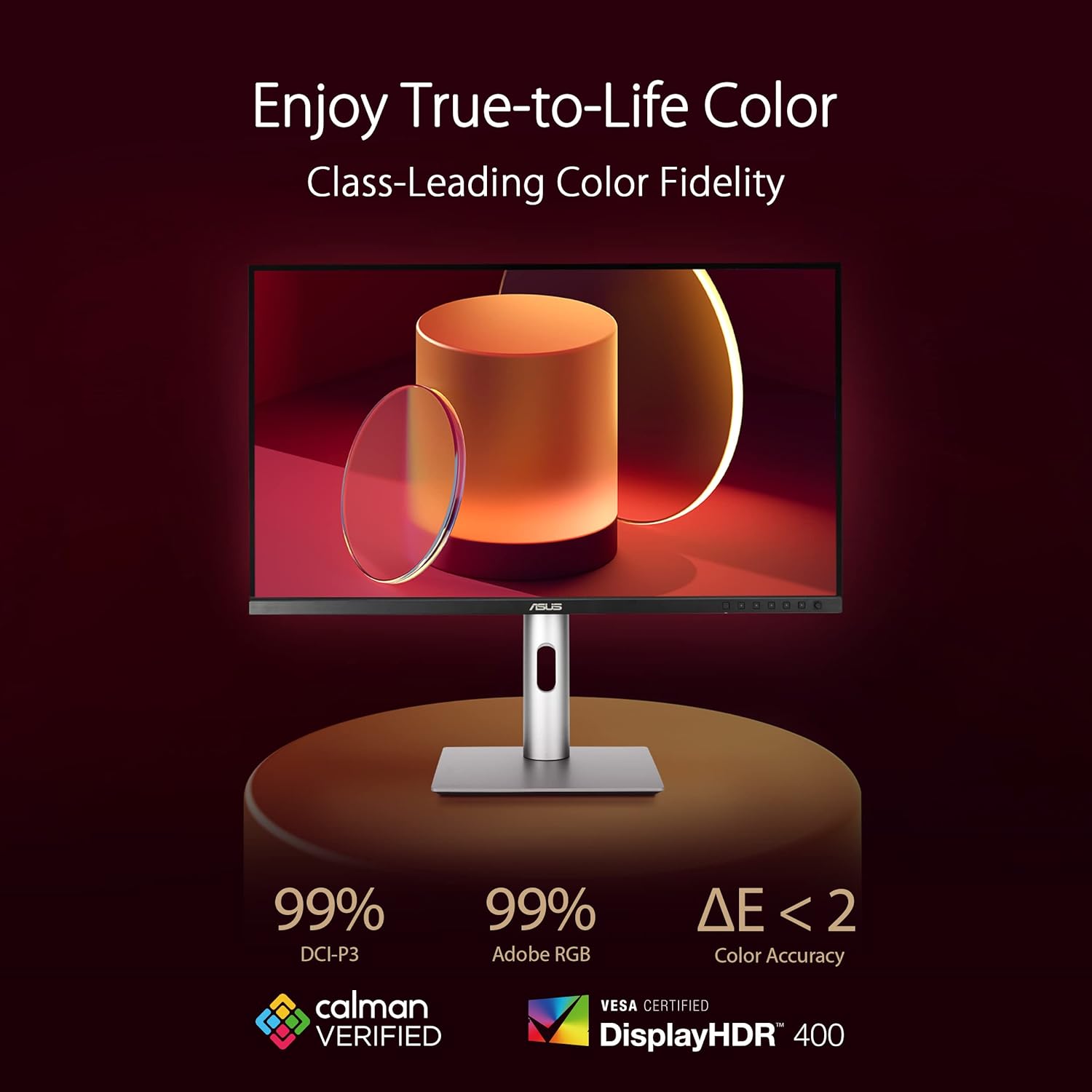 ASUS ProArt Display 27' 4K HDR Professional Monitor (PA279CRV) - IPS, UHD (3840 x 2160), 99% DCI-P3/Adobe RGB, ΔE < 2, Calman Verified, USB-C PD 96W, DisplayPort, Daisy-Chain, Ergonomic, 3yr Warranty