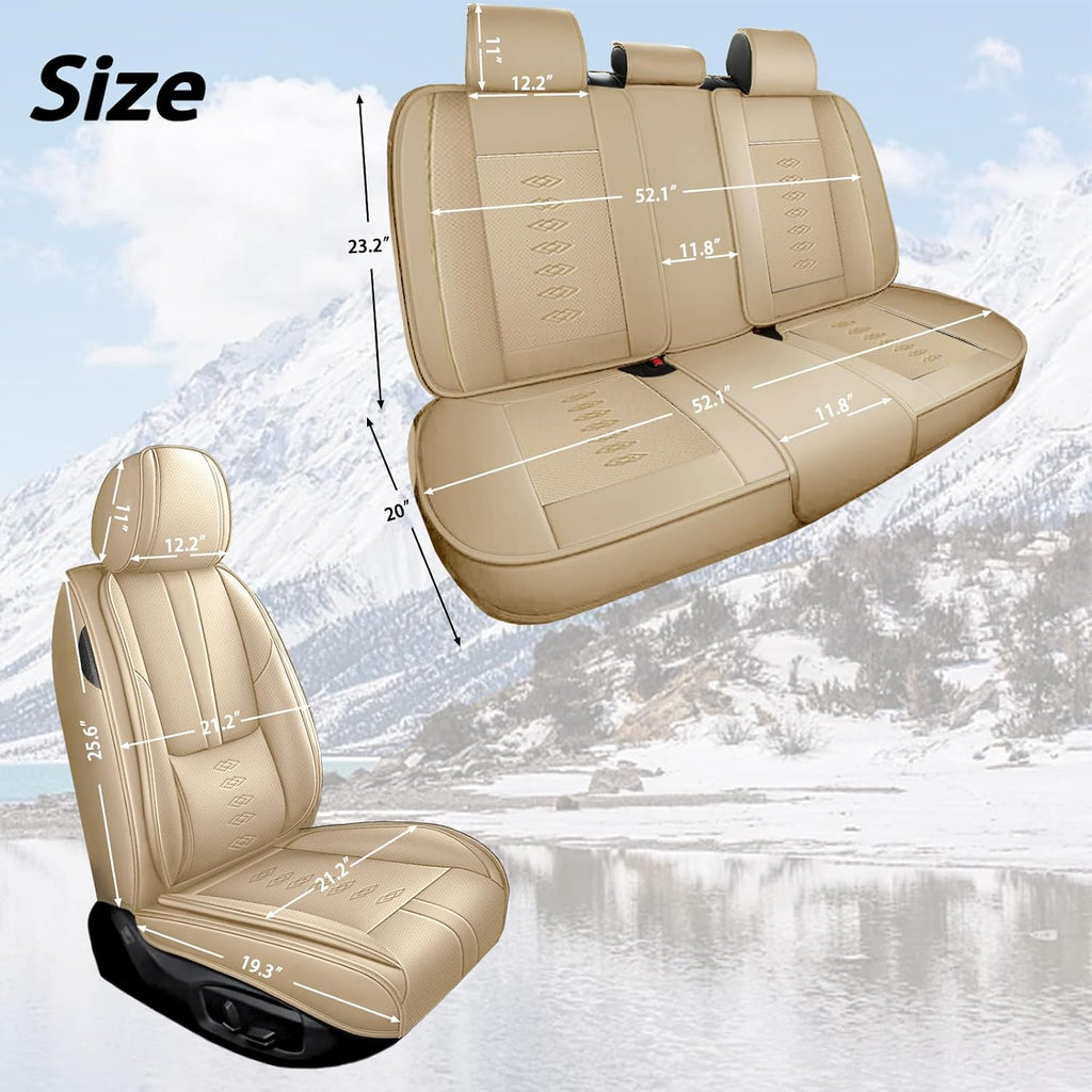 Leather Seat Covers for Lexus LS 460 2007-2017,Premium Car Seat Covers Full Set,Waterproof Car Seat Protectors with Airbag,Comfort Interior Cover Seats for Cars(Beige)